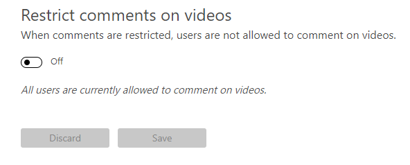 Microsoft Stream restrict comments